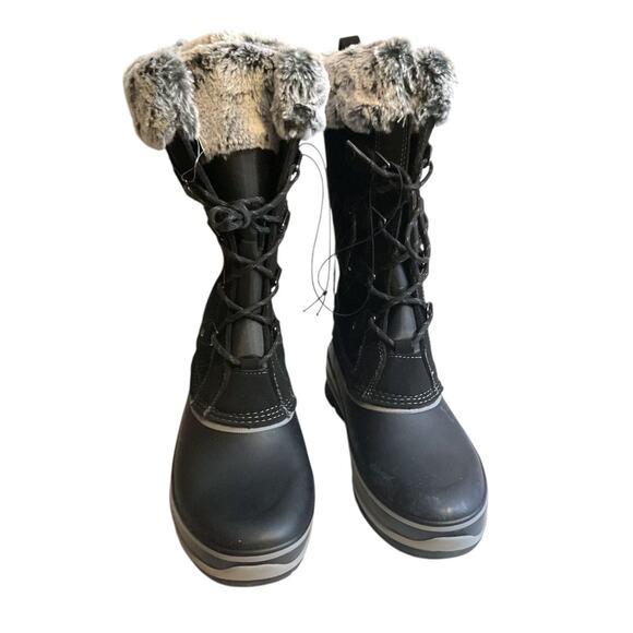 Khombu Ellie Women`s Winter Snow Boots Black US 8M 12" Tall Faux Fur Trim - Picture 9 of 9
